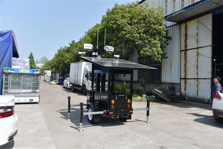 Surveillance Camera Installed On Mobile Solar Trailer